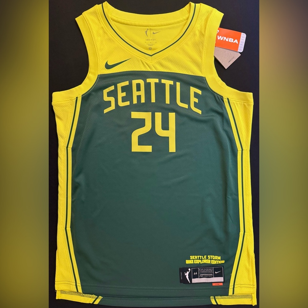 NWT Nike Jewell Loyd Seattle Storm #24 Green / Yellow WNBA Explorer Jersey 44 M - Picture 3 of 7